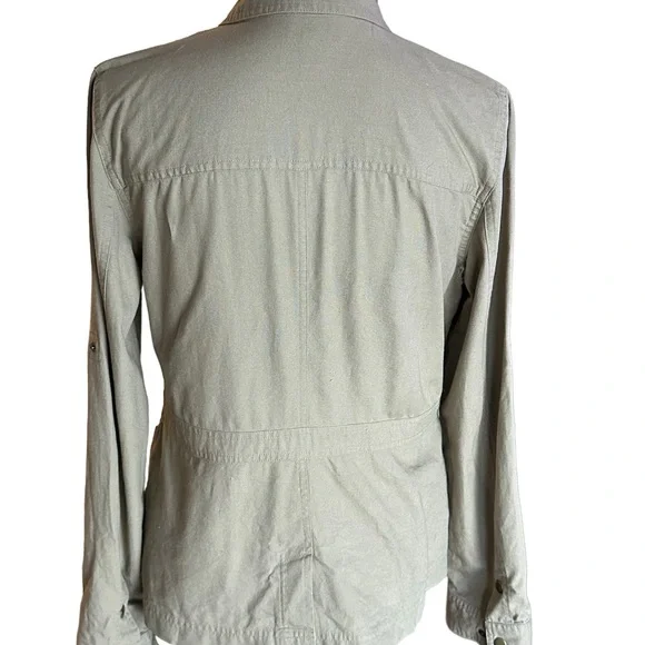 LOFT Size L Womens‎ Beige Khaki Military Cargo Jacket Cotton - Picture 4 of 12